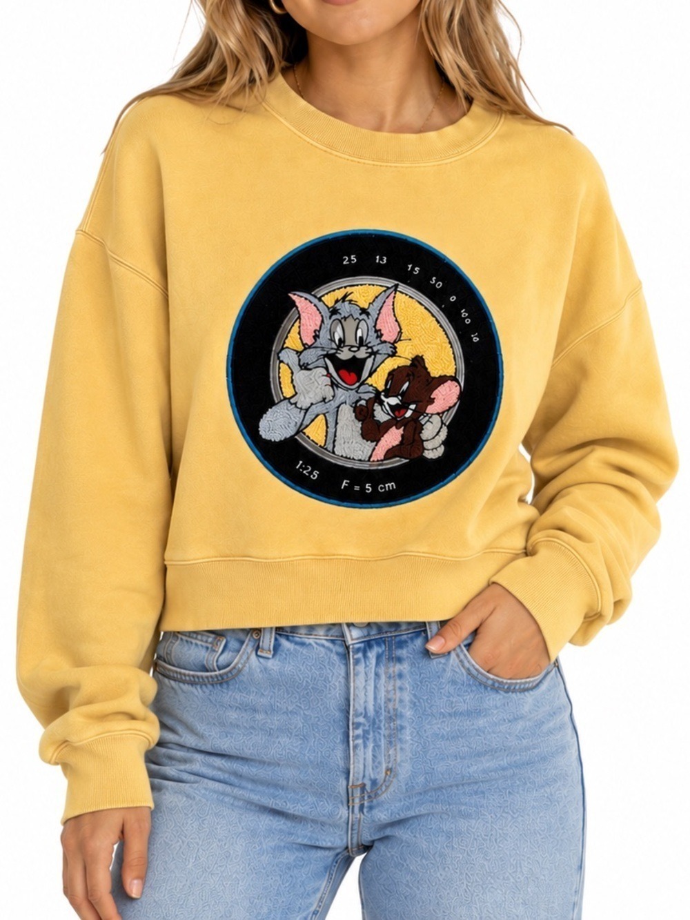 Vintage Style Tom & Jerry Cropped Sweatshirt Size M